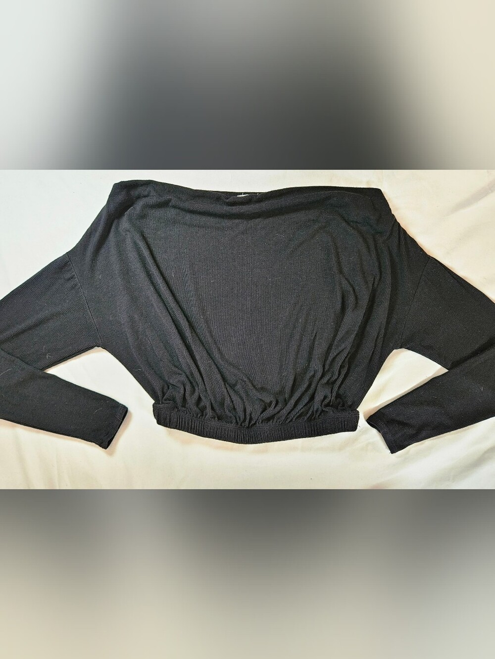 Garage Juniors Black Long Sleeve Off The Shoulder Elastic Waist Top Size Medium
